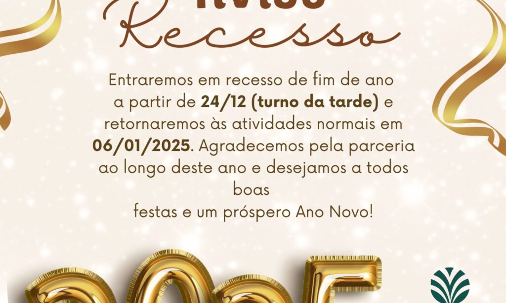 Boas Festas! Retornaremos com as atividades normais segunda-feira, 06 de Janeiro